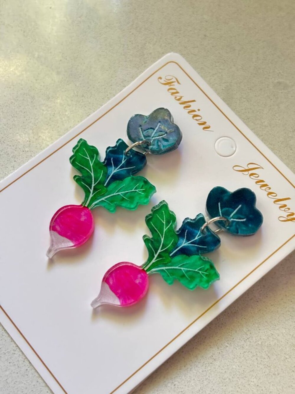 Cute Acrylic Radish Earrings – Spring & Vegetable Pendant Earrings